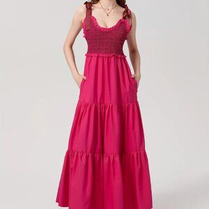 Lovestrike Tiered Red-Pink Maxi Dress